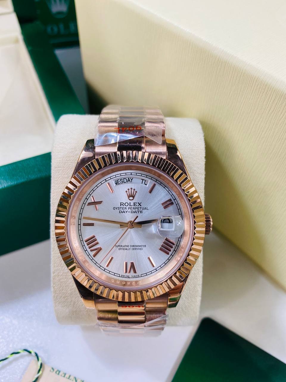 Rolex Day-Date 40 Everose Gold White Roman Dial 228235 Men's Watch Reps Sale UK Replica AAA Best Quality