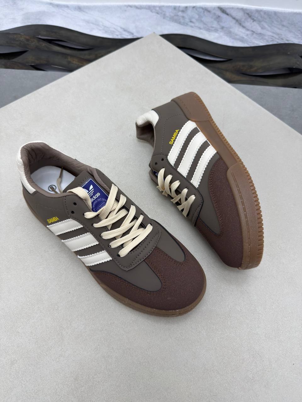 Adidas Samba OG Brown/Putty Grey/Gold Metallic ID1481 Men's Trainers Reps Sale UK Best Quality AAA Replica