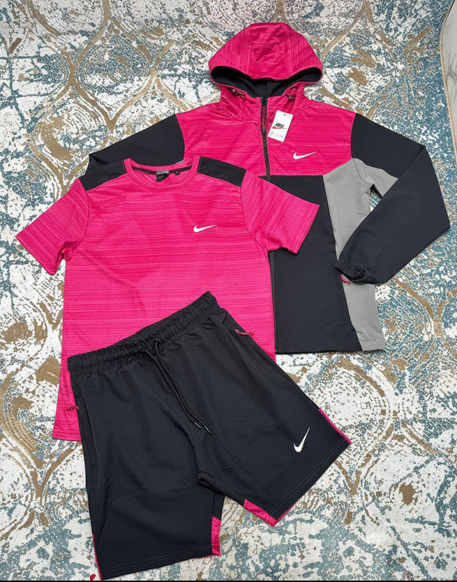 Nike Dri-FIT Textured Training Tracksuit Set Hot Pink/Black/Grey Men's Reps Sale UK Best Quality AAA Replica