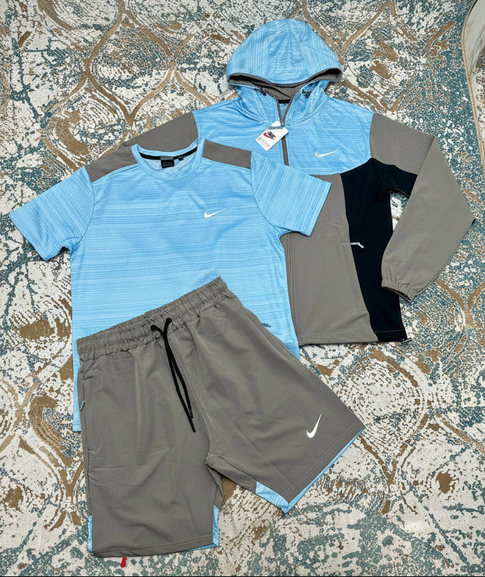 Nike Dri-FIT Textured Training Tracksuit Set Sky Blue/Grey/Black Men's Reps Sale UK Best Quality AAA Replica
