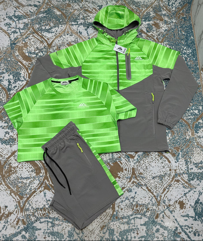 Trailberg Textured Training Tracksuit Set Lime Green/Grey Men's Reps Sale UK Best Quality AAA Replica