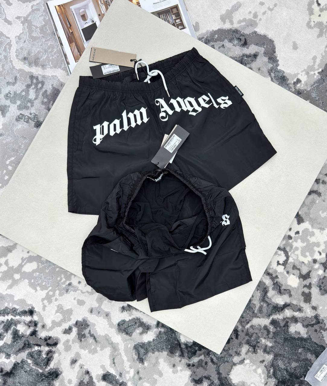 Palm Angels Men's Classic Logo Swim Shorts in Black Color Men's Reps Sale UK Best Quality AAA Replica