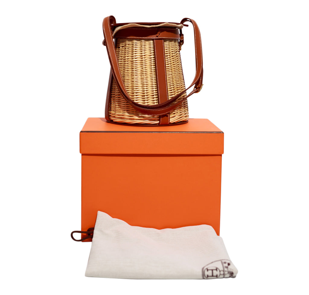 Hermès Osier Ratan Wicker Barenia Picnic Basket Crowned Bag
