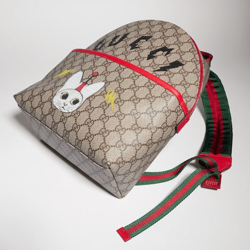 Children's GG backpack with print - beige and brown GG Supreme