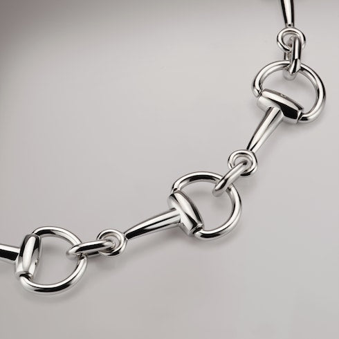 Horsebit motif necklace - palladium-toned brass