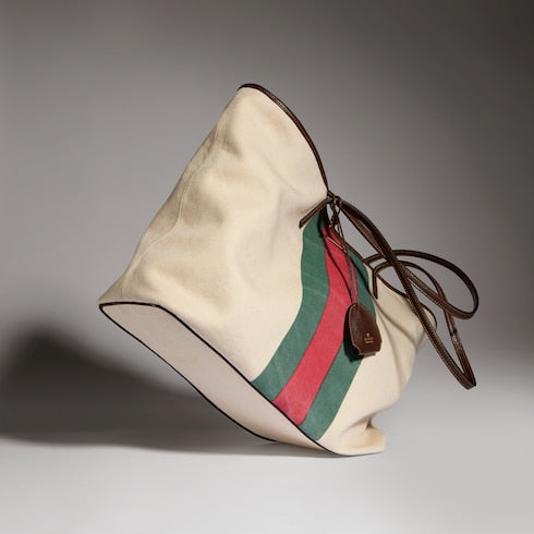 Gucci Tribeca large tote bag with charm - natural canvas