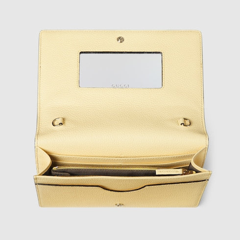Bi-color GG Marmont wallet on chain - light yellow leather
