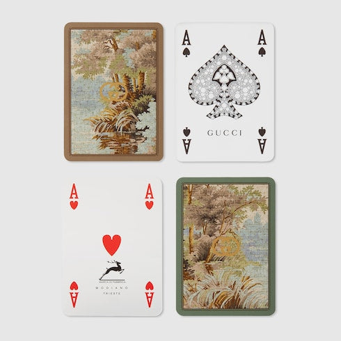 Decorative Poker set with Web and Double G - beige and ebony GG Supreme