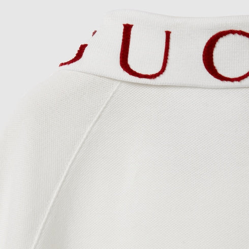 Children's stretch cotton polo shirt - white
