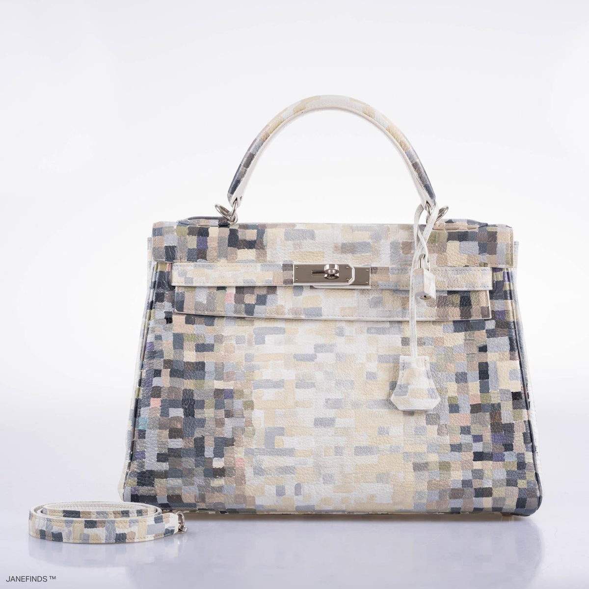 Vintage Hermes Kelly 32 Digital Hima Custom Painted Clemence with Palladium Hardware - Crowned Bag