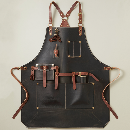 Speakeasy Luxe Crazy Horse Leather Bartender Apron – Professional Bar