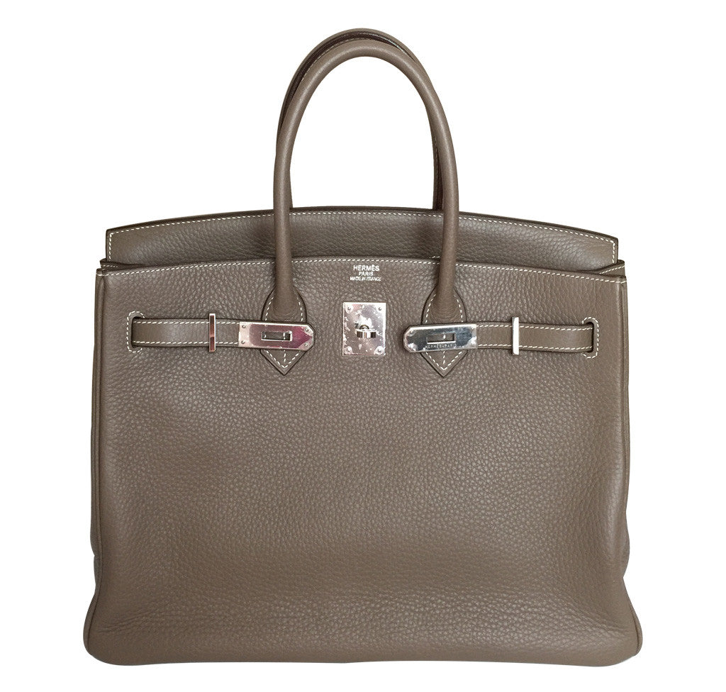 Hermès Etoupe Birkin Bag 35cm PHW Crowned Bag