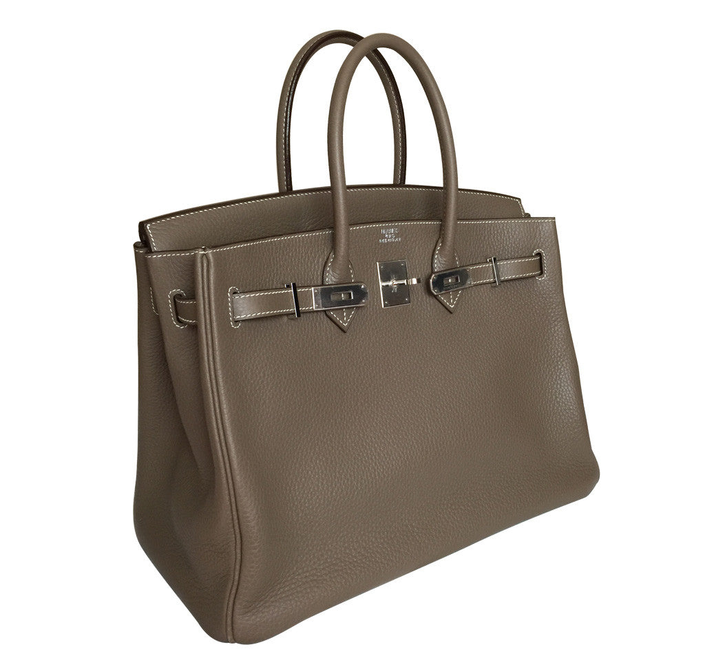 Hermès Etoupe Birkin Bag 35cm PHW Crowned Bag