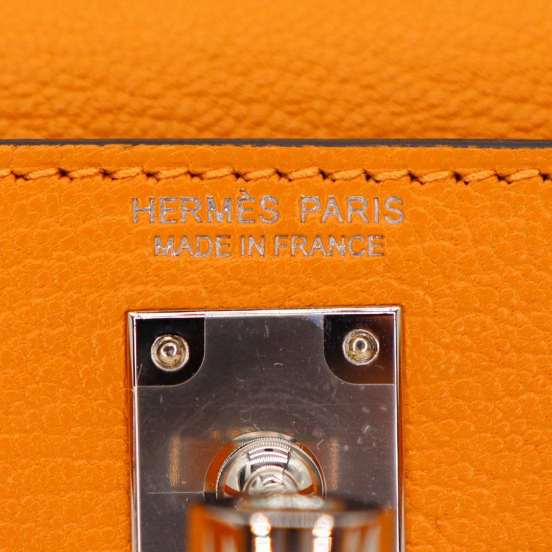 Hermès Mini Kelly II Sellier Moutarde Chèvre Palladium Hardware Crowned Bag