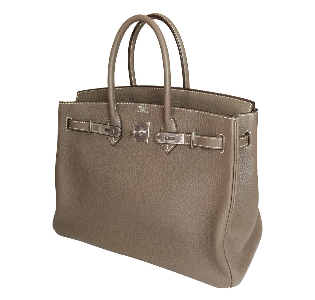 Hermès Etoupe Birkin Bag 35cm PHW Crowned Bag