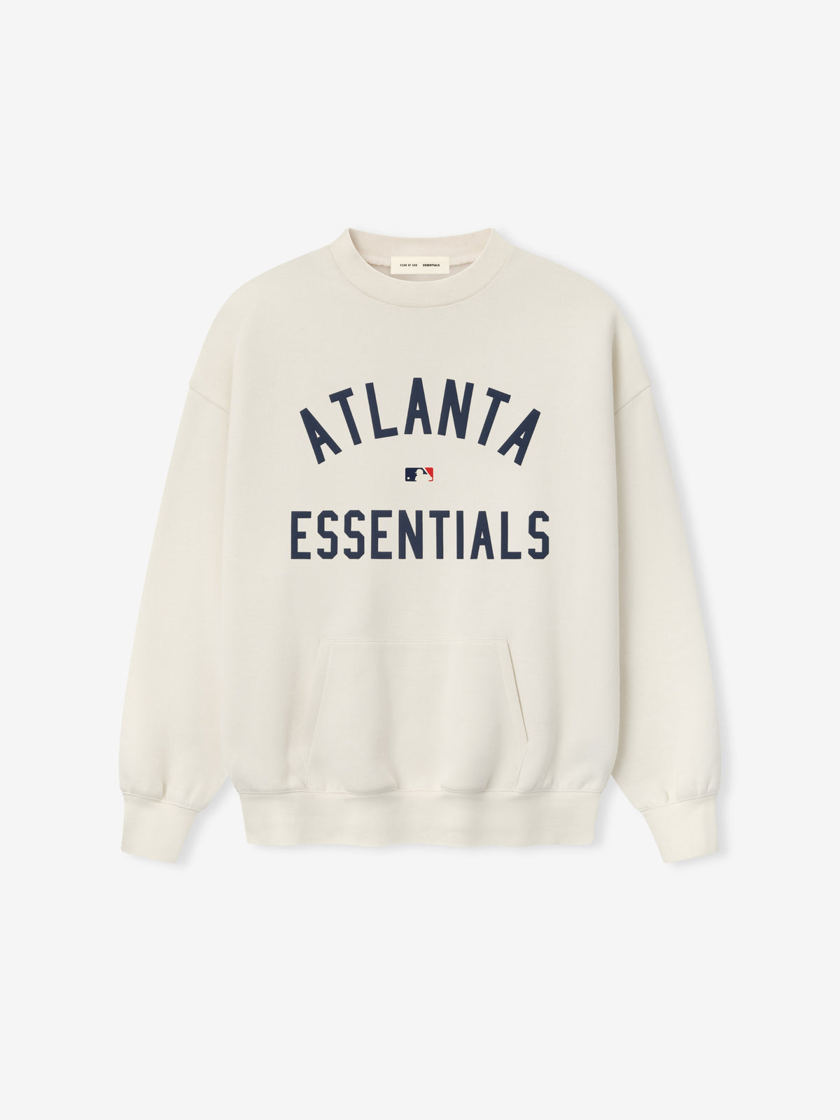 Fear of God Essentials Braves Sport Crewneck MLB Fleece Pullover Off White BagAg