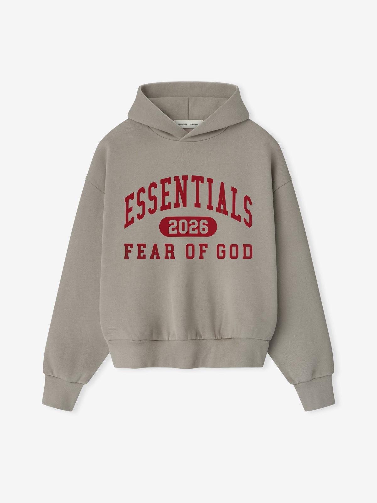 Fear of God Essentials Classic Core Fleece Hoodie 2026 Light Grey Red BagAg