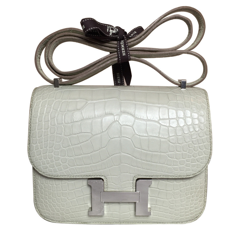 Hermes Constance 18 Bag Beton Alligator PHW Crowned Bag