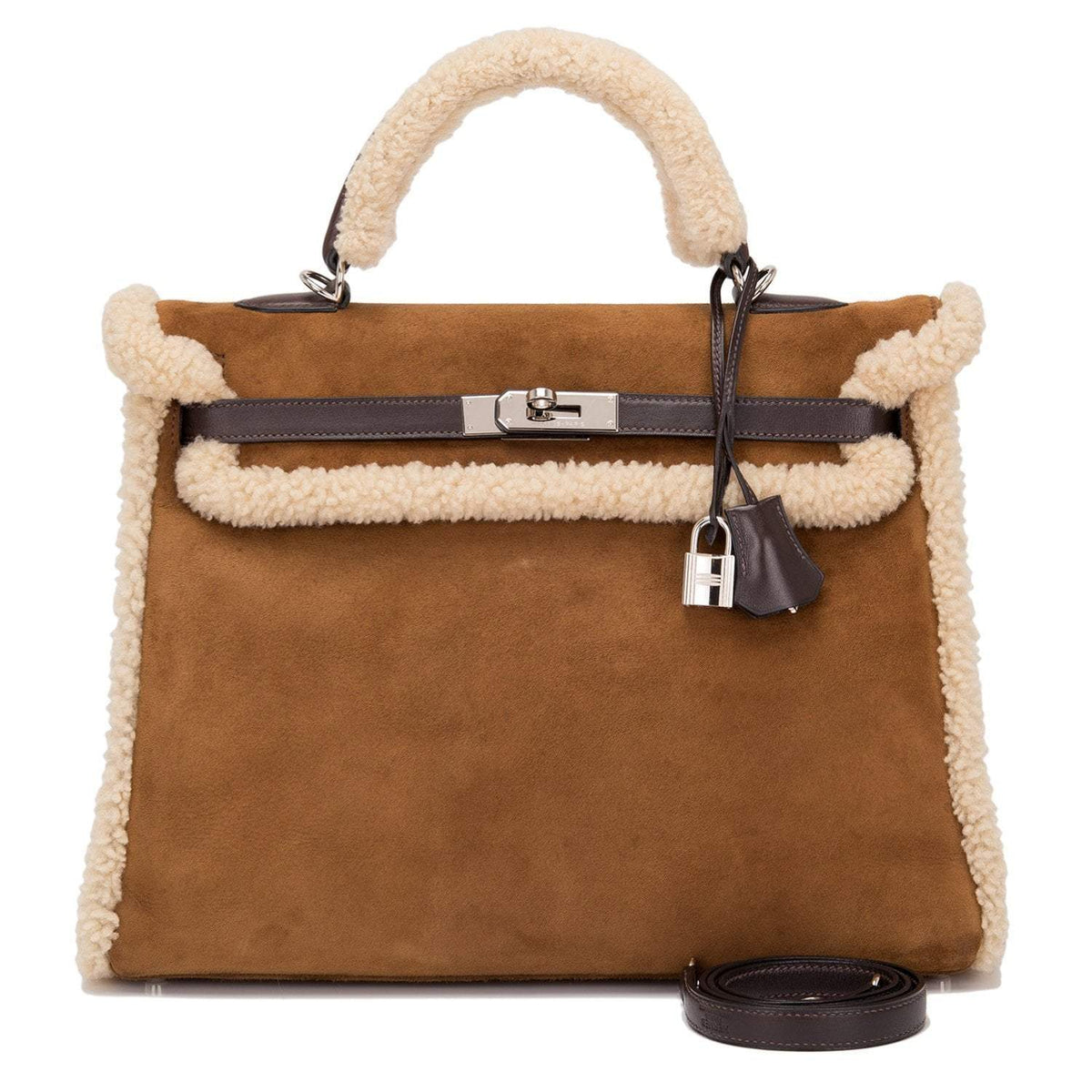 Hermes Teddy Shearling Kelly 35cm Palladium Hardware Hermes