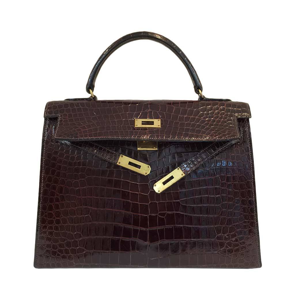 Hermès Vintage Kelly Crocodile Bag 32cm Crowned Bag