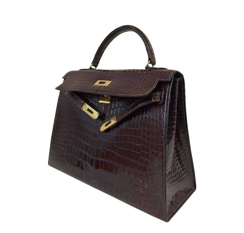 Hermès Vintage Kelly Crocodile Bag 32cm Crowned Bag