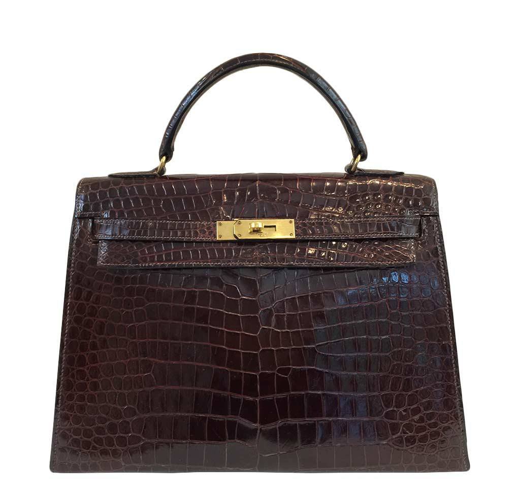 Hermès Vintage Kelly Crocodile Bag 32cm Crowned Bag