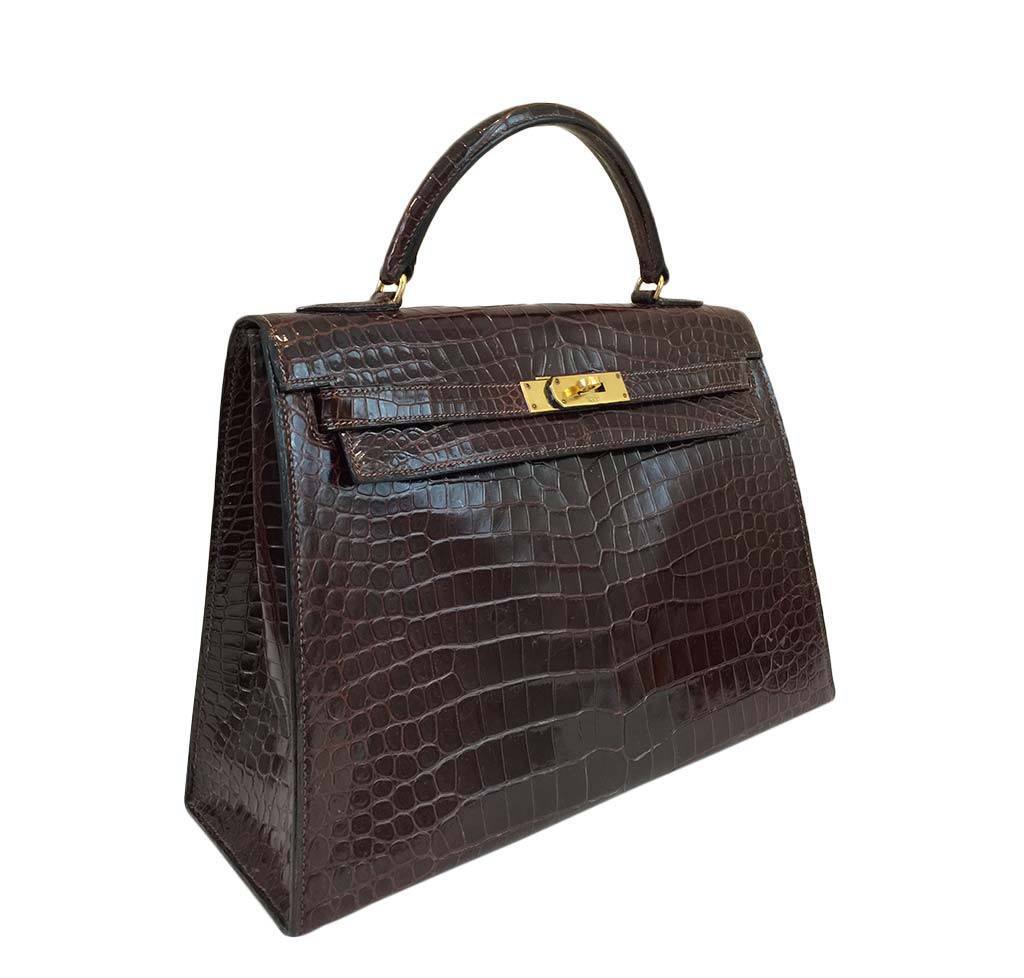 Hermès Vintage Kelly Crocodile Bag 32cm Crowned Bag