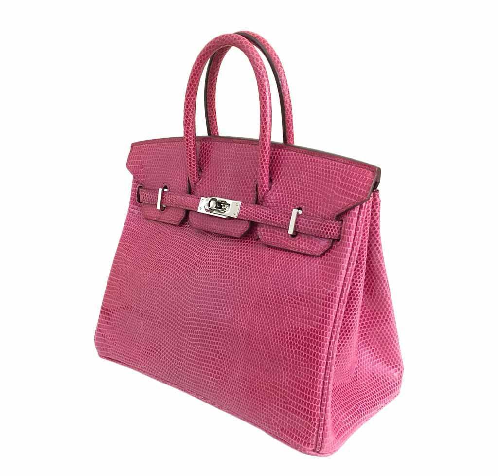 Hermès Lizard Birkin Bag Fuchsia Pink 25cm Crowned Bag
