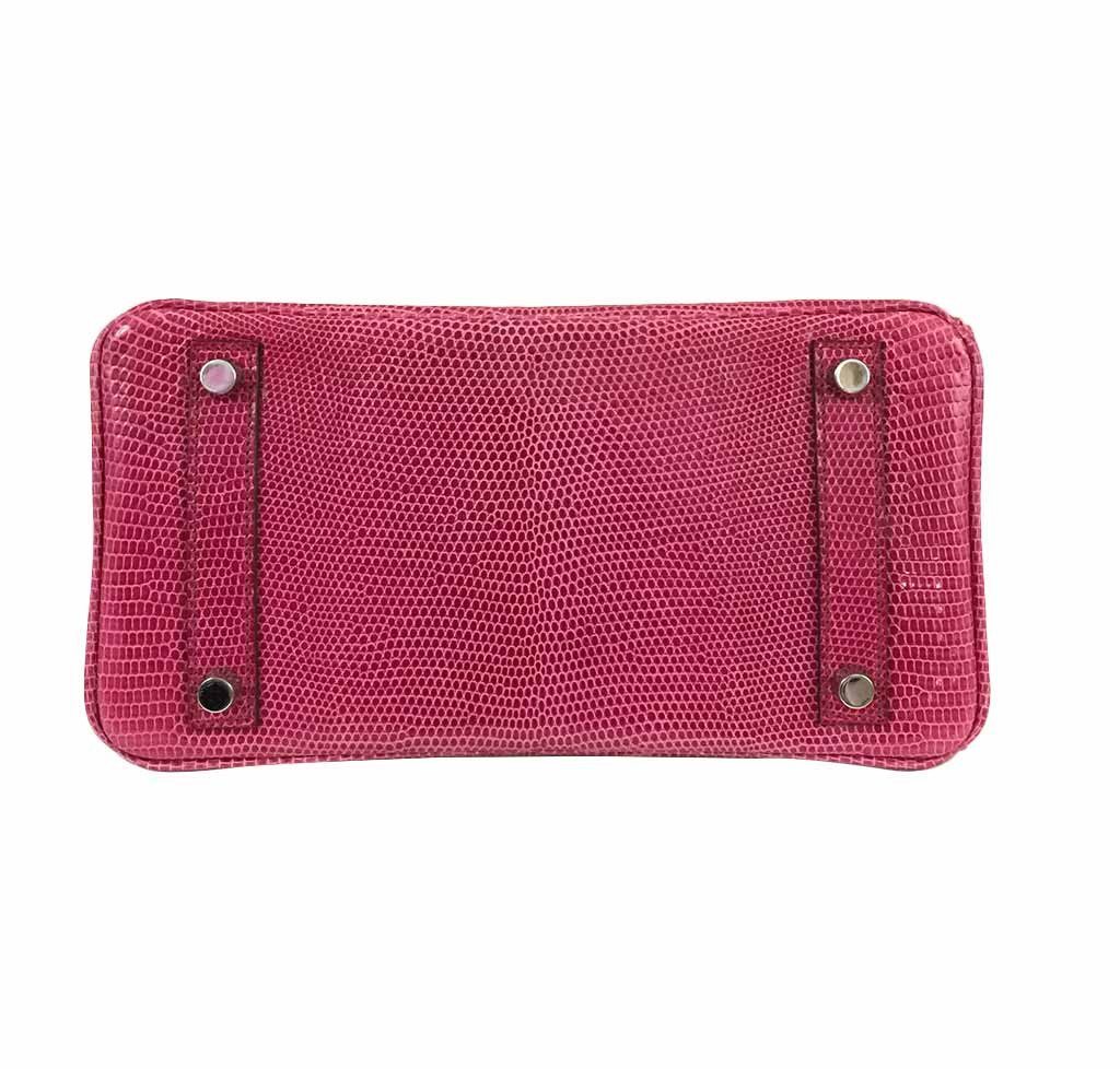 Hermès Lizard Birkin Bag Fuchsia Pink 25cm Crowned Bag