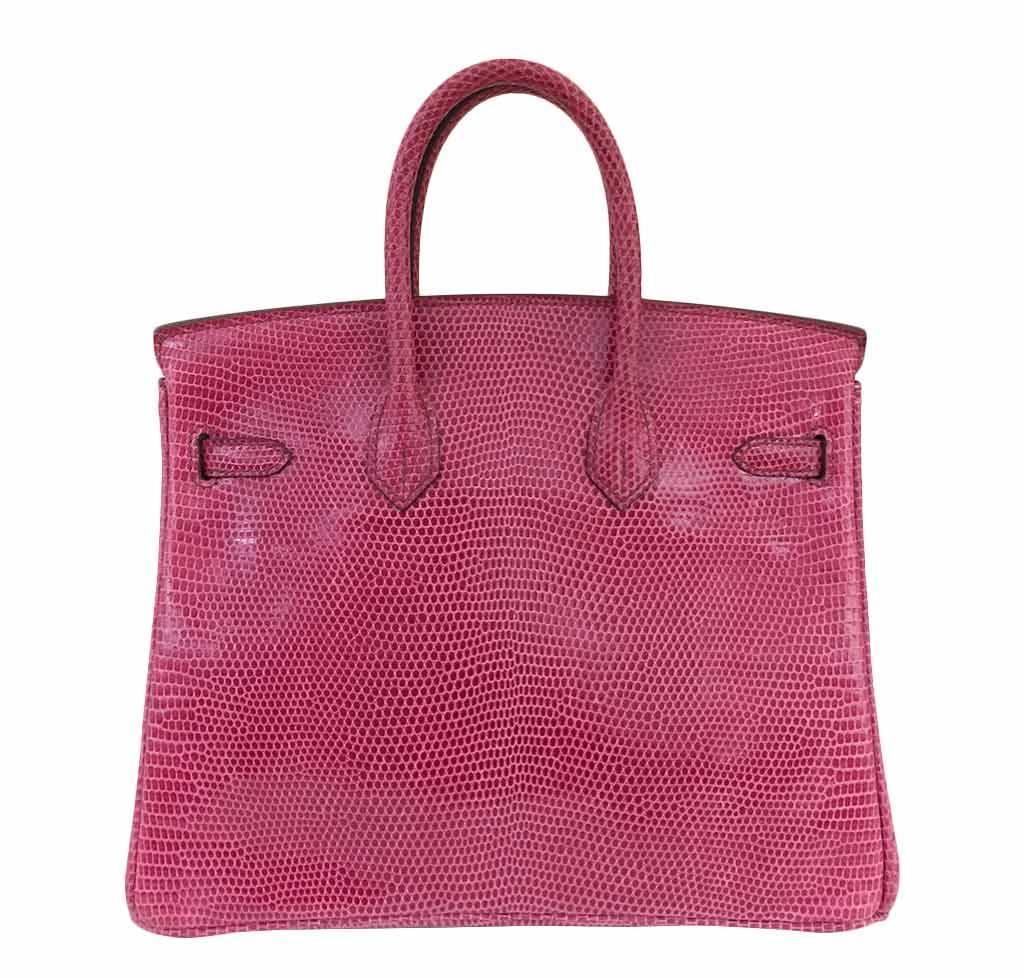 Hermès Lizard Birkin Bag Fuchsia Pink 25cm Crowned Bag