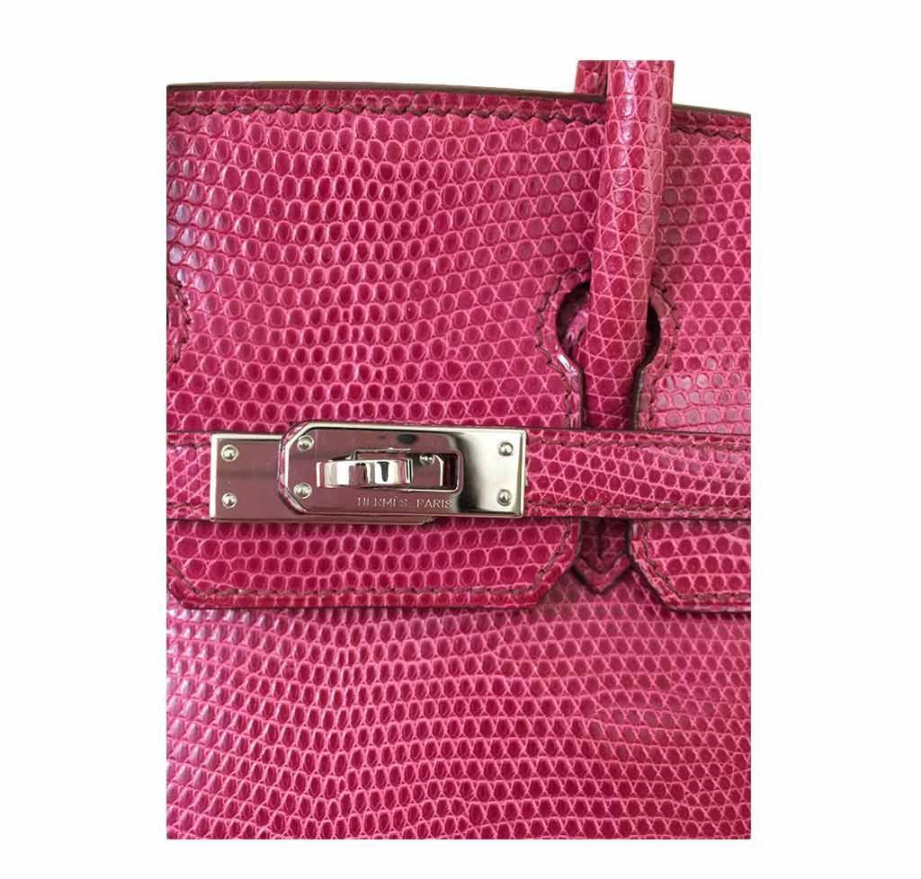 Hermès Lizard Birkin Bag Fuchsia Pink 25cm Crowned Bag