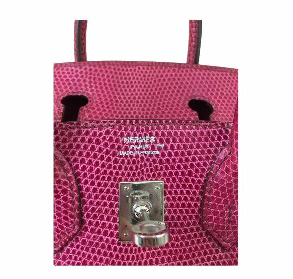 Hermès Lizard Birkin Bag Fuchsia Pink 25cm Crowned Bag