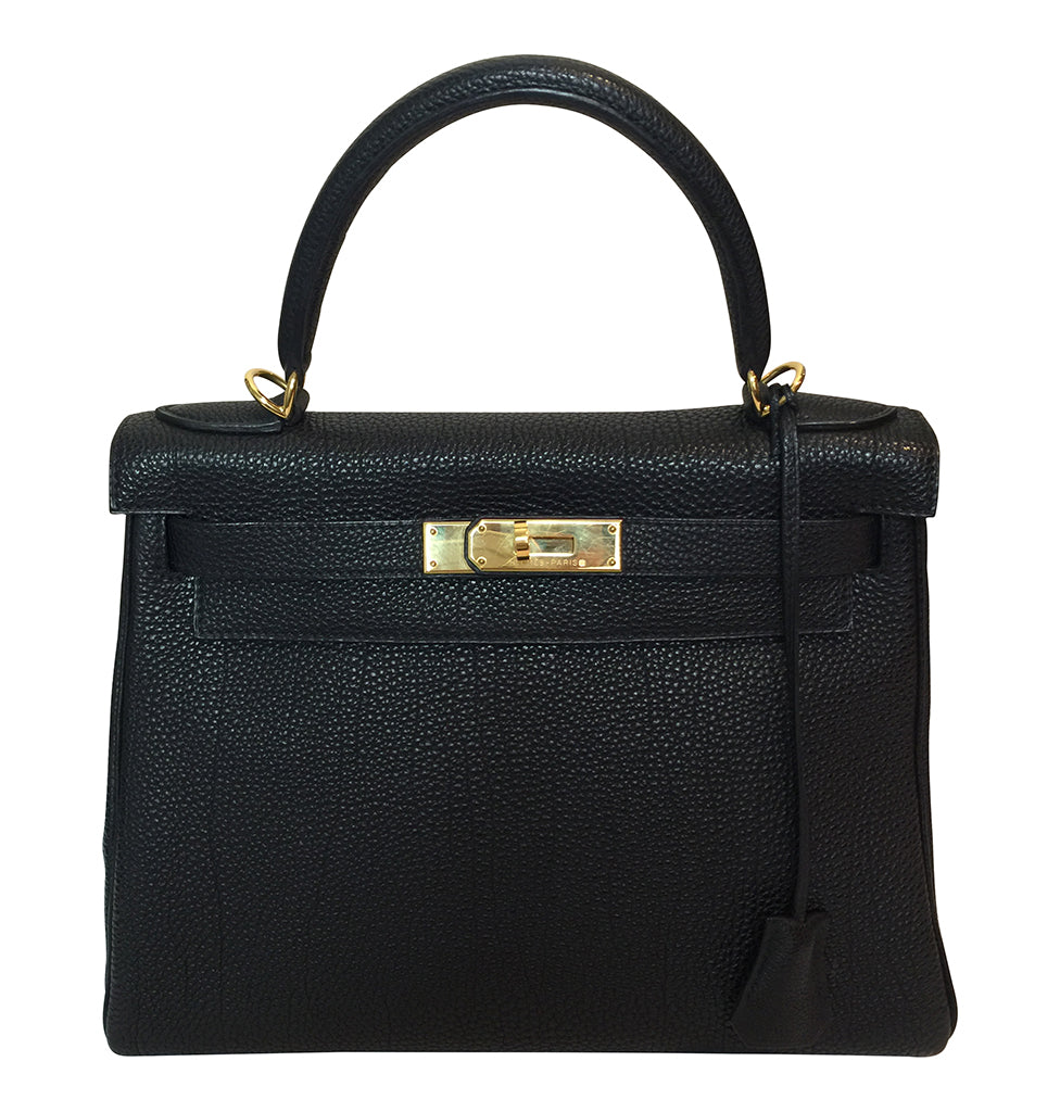 Hermès Kelly 28 Black Togo Bag GHW Crowned Bag