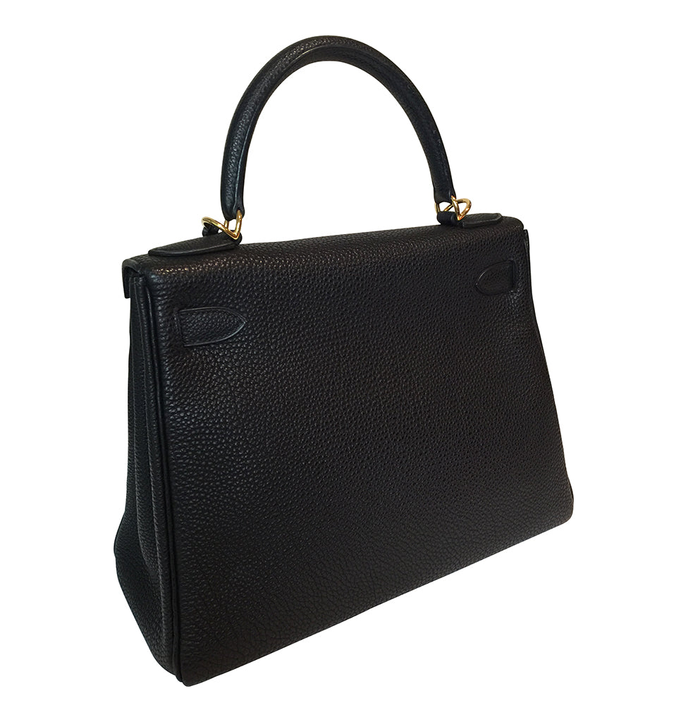 Hermès Kelly 28 Black Togo Bag GHW Crowned Bag