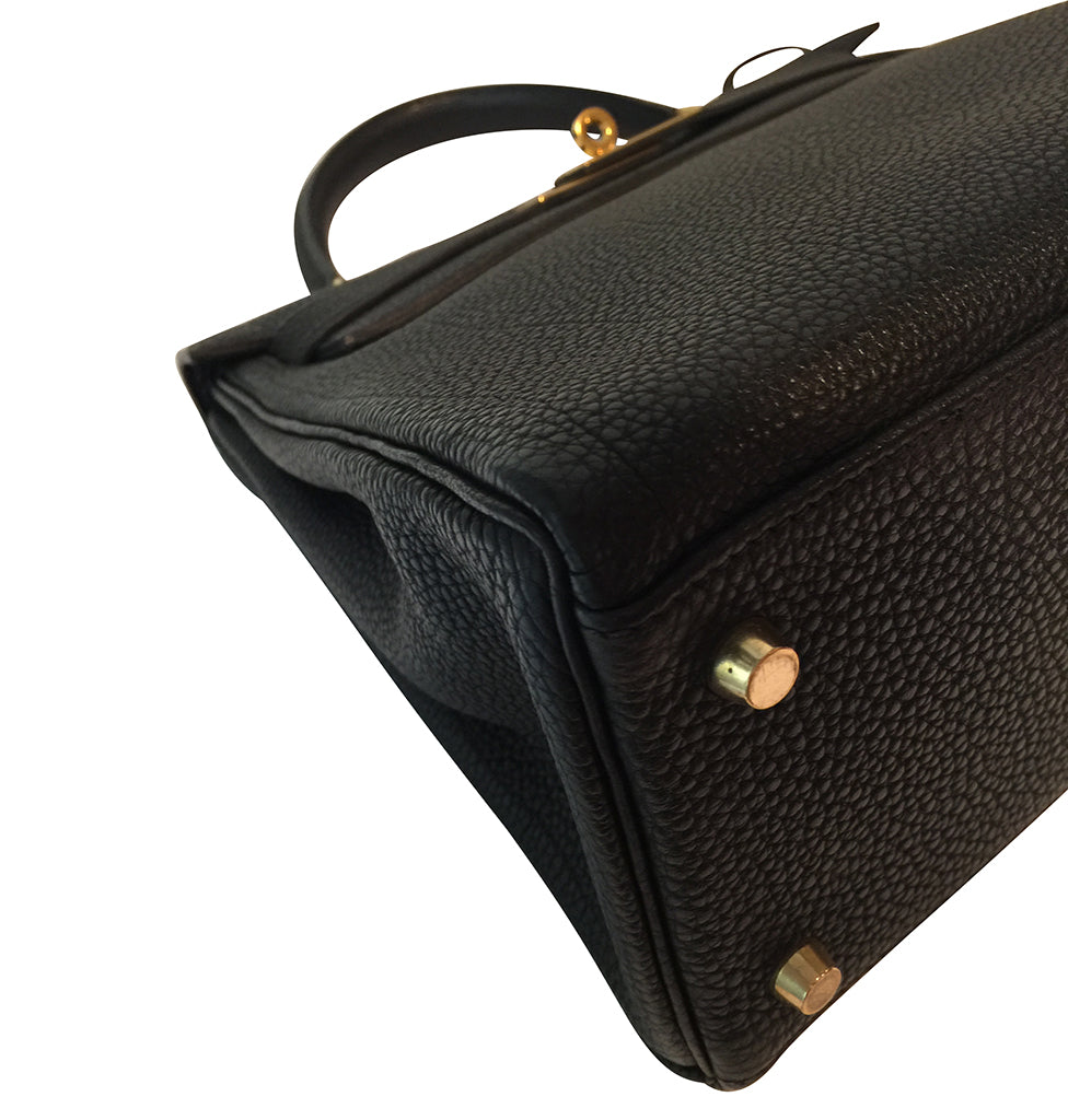 Hermès Kelly 28 Black Togo Bag GHW Crowned Bag