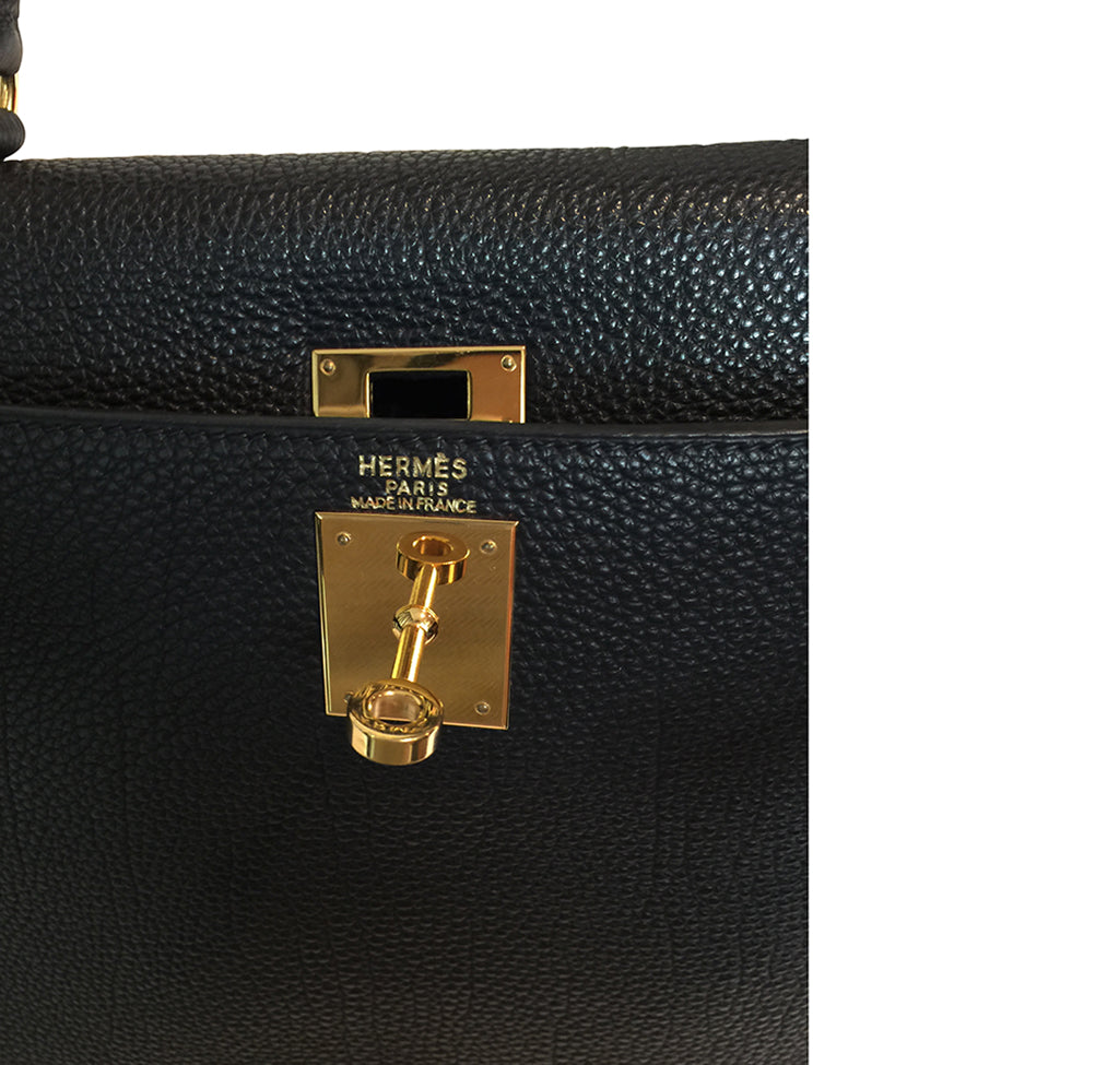 Hermès Kelly 28 Black Togo Bag GHW Crowned Bag