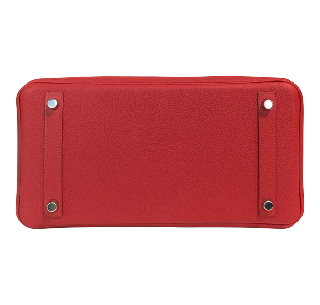 Hermès Birkin 30 Vermilion Veau Togo Bag PHW Crowned Bag
