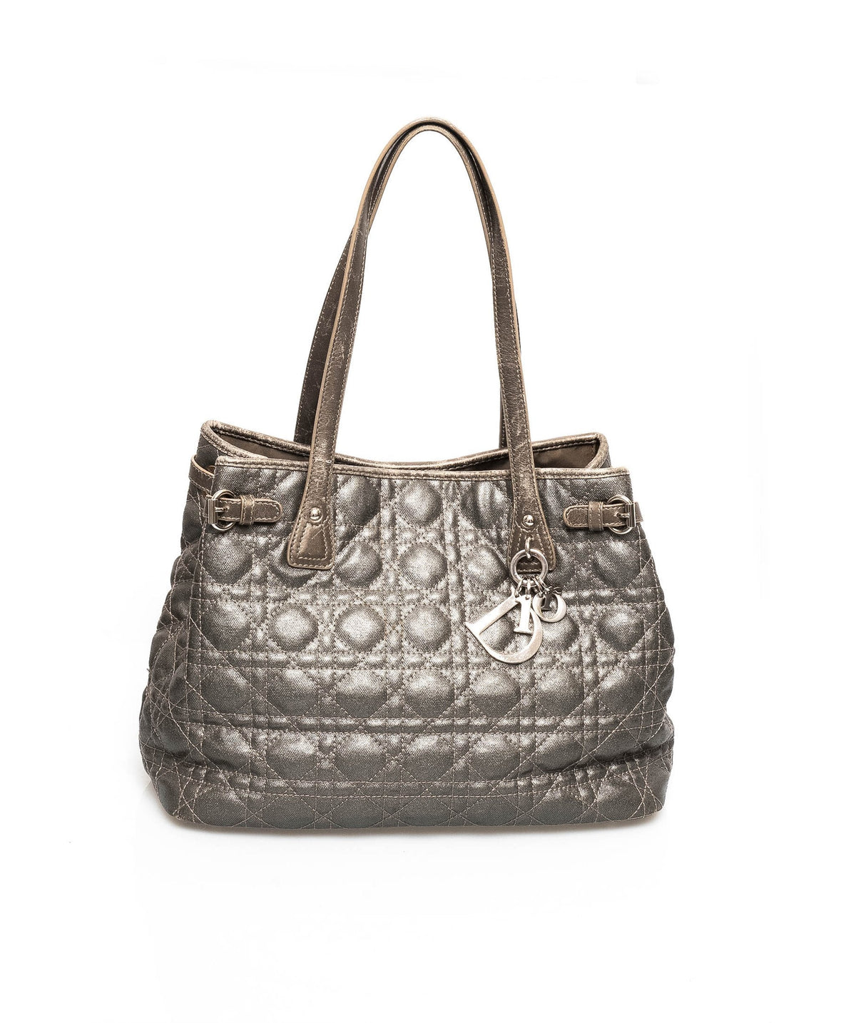 Christian Dior Cannage Grey Canvas Top handle Tote Bag PHW - AGL1349 Dior