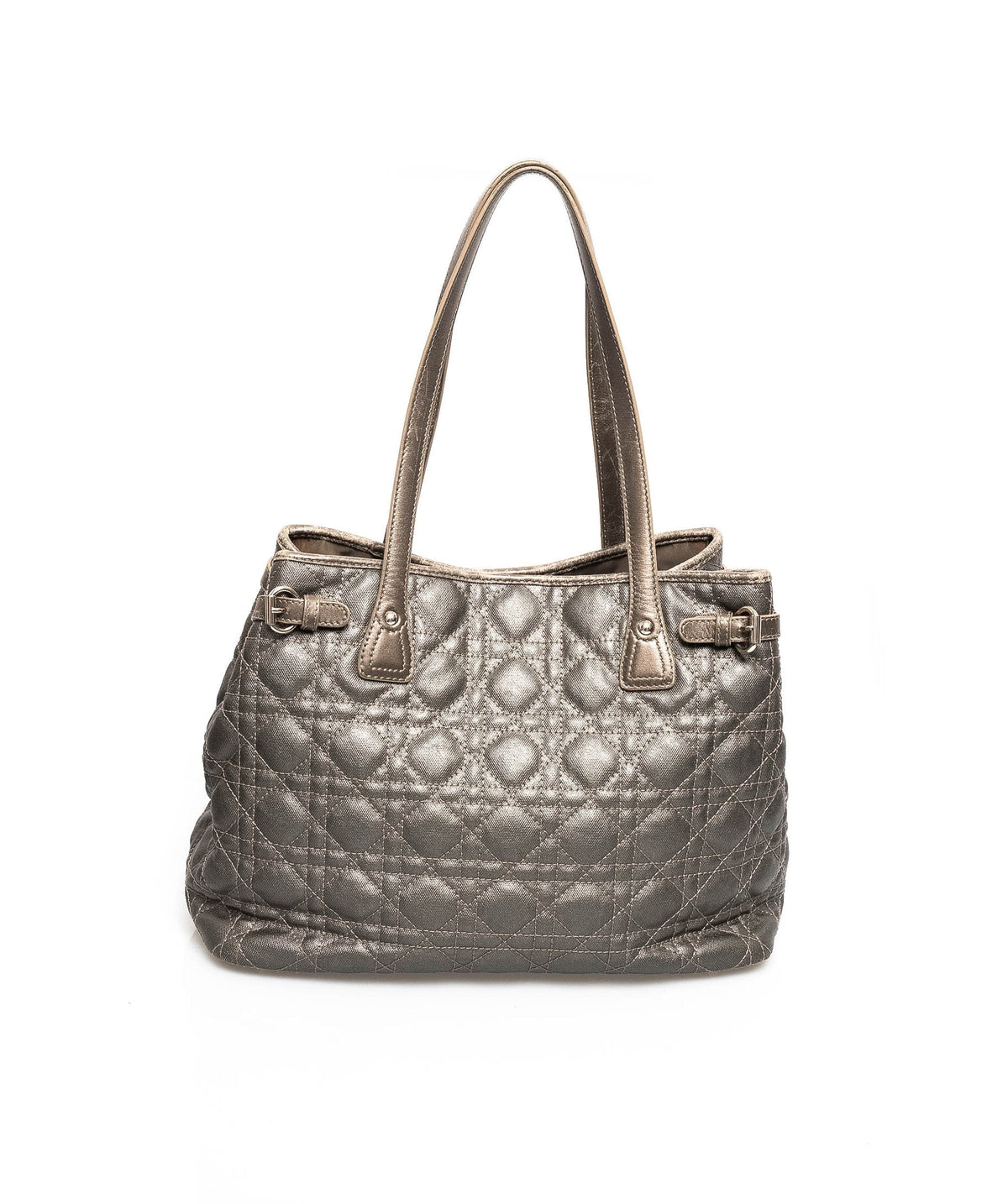 Christian Dior Cannage Grey Canvas Top handle Tote Bag PHW - AGL1349 Dior
