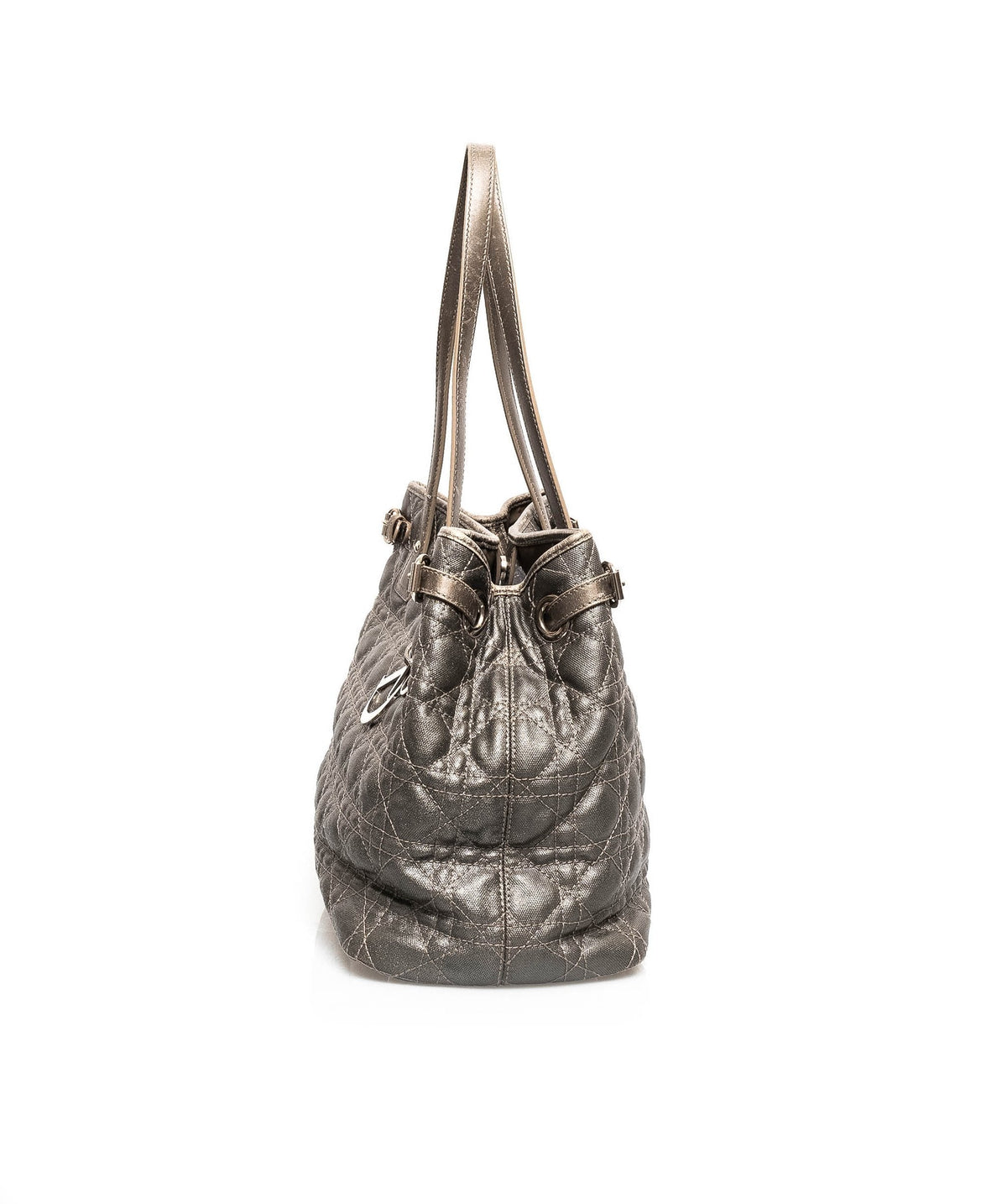 Christian Dior Cannage Grey Canvas Top handle Tote Bag PHW - AGL1349 Dior