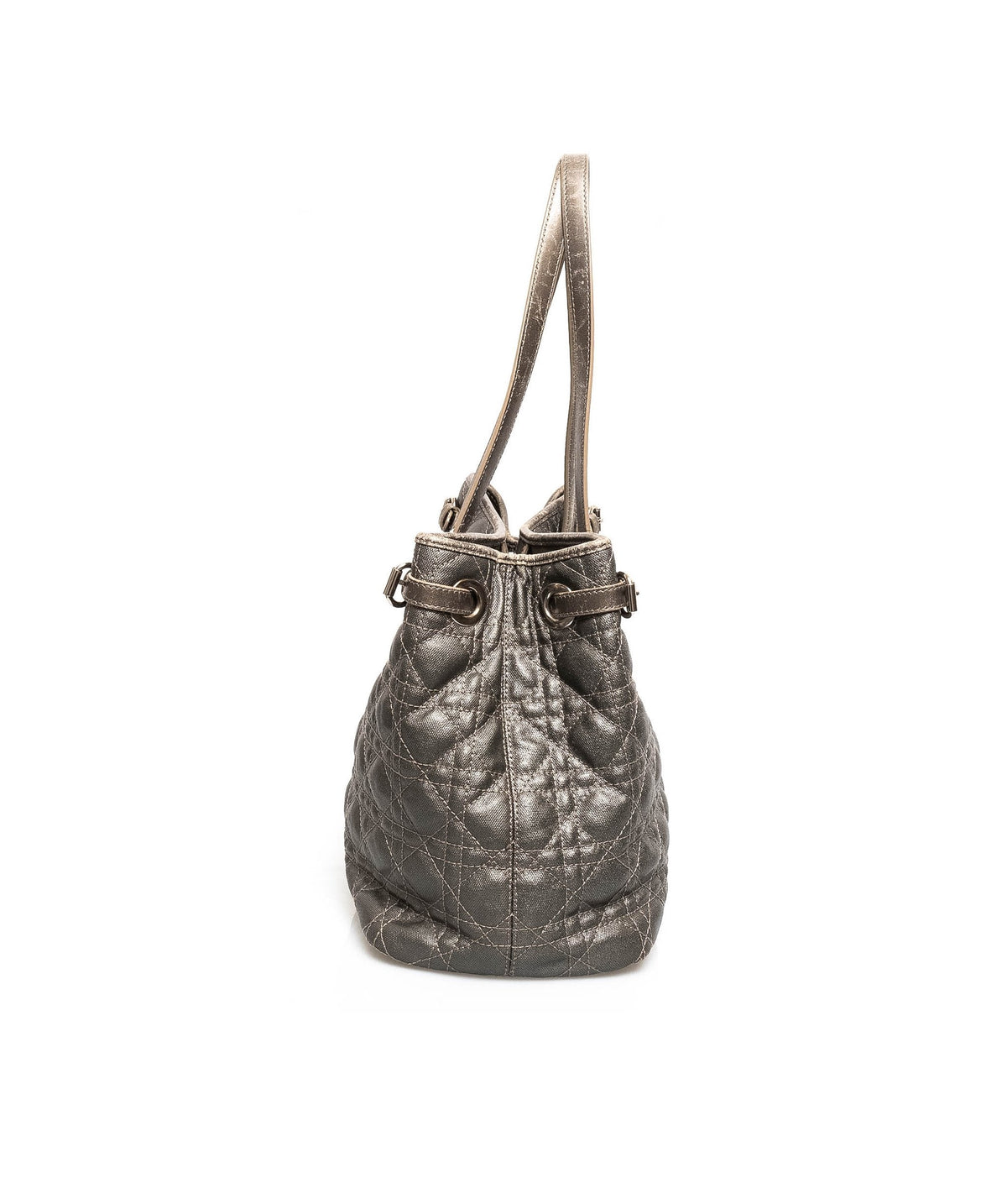 Christian Dior Cannage Grey Canvas Top handle Tote Bag PHW - AGL1349 Dior