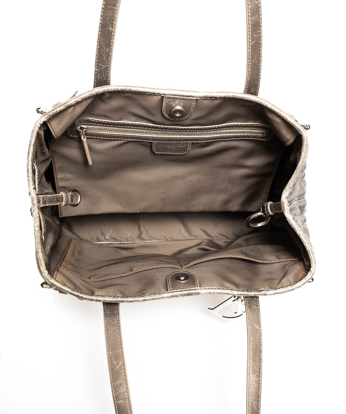 Christian Dior Cannage Grey Canvas Top handle Tote Bag PHW - AGL1349 Dior