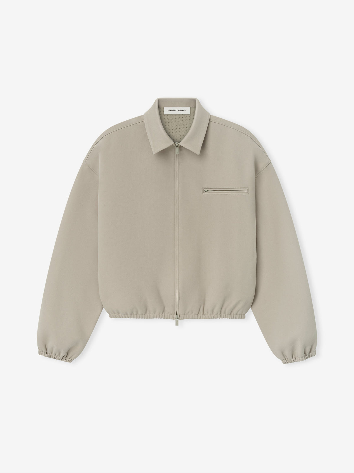 Fear of God Essentials Bonded Canvas Zip-Up Jacket Light Beige BagAg