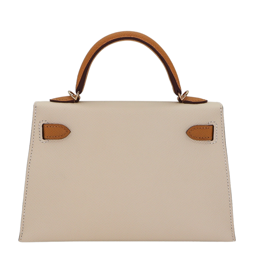 Hermès Mini Kelly II HSS Craie/Biscuit Epsom Permabrass Hardware Crowned Bag
