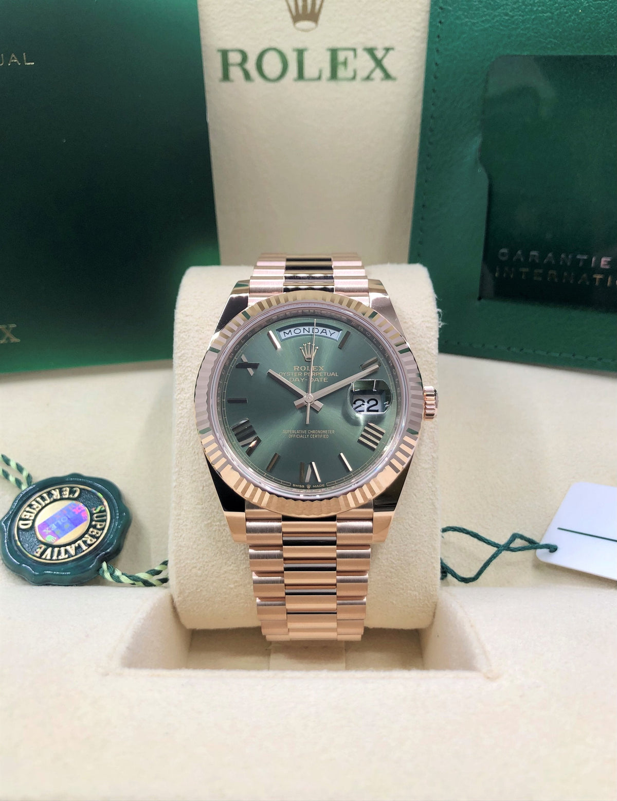 Rolex Day-Date 40 228235 Olive Dial Watch Rolex