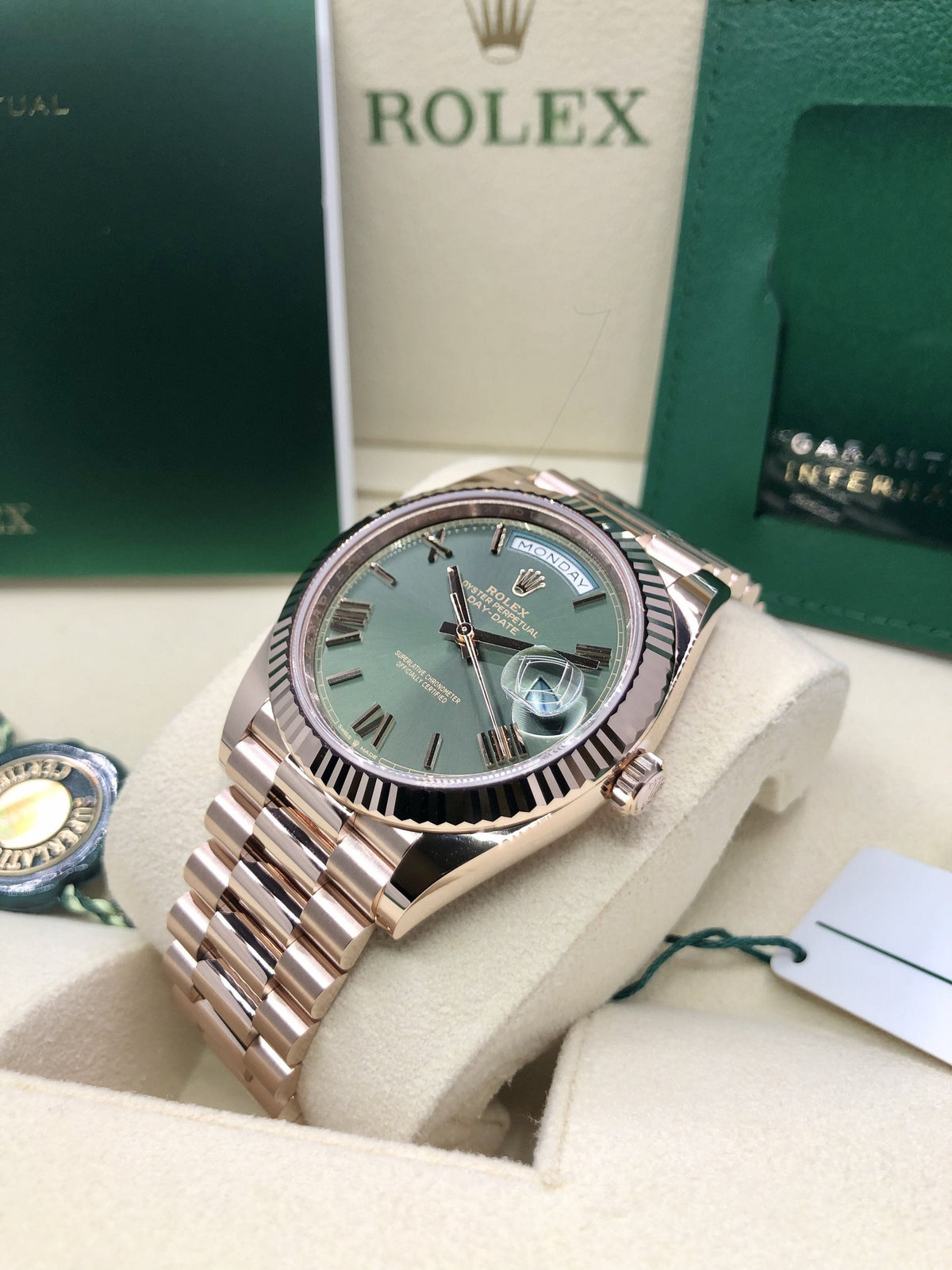 Rolex Day-Date 40 228235 Olive Dial Watch Rolex