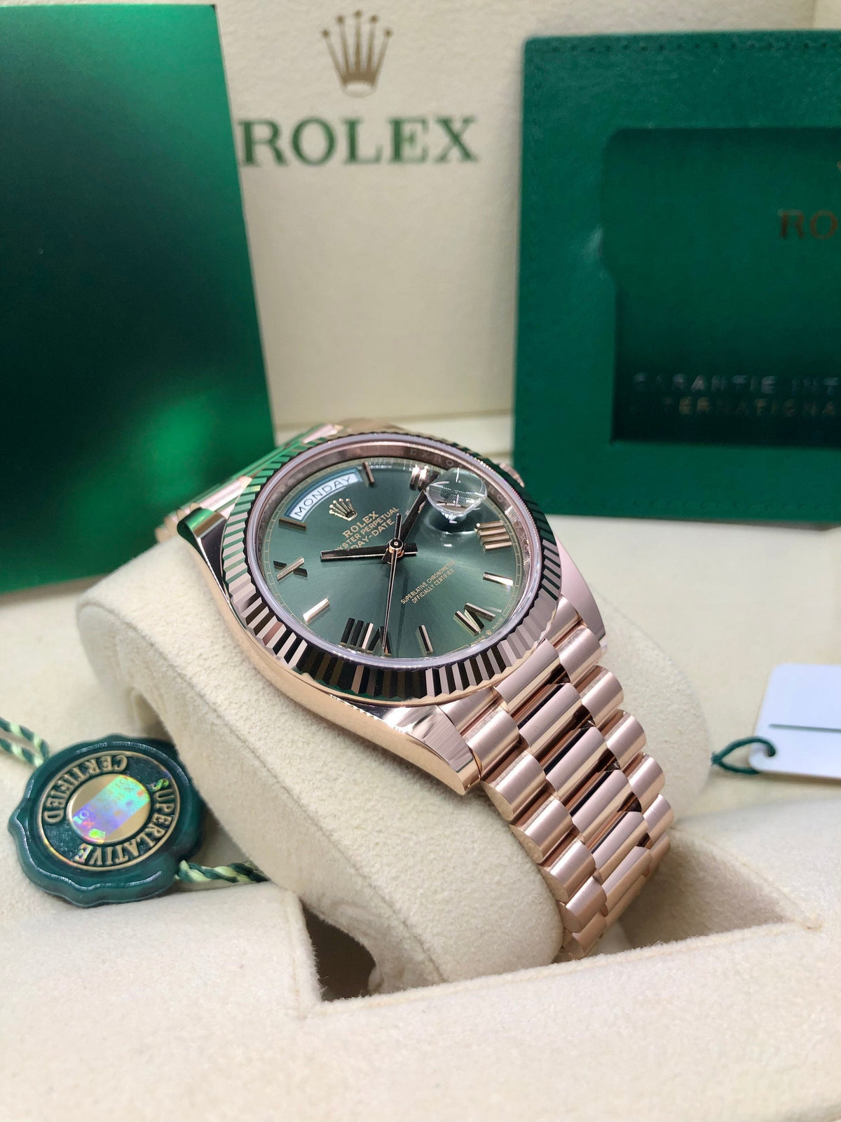 Rolex Day-Date 40 228235 Olive Dial Watch Rolex