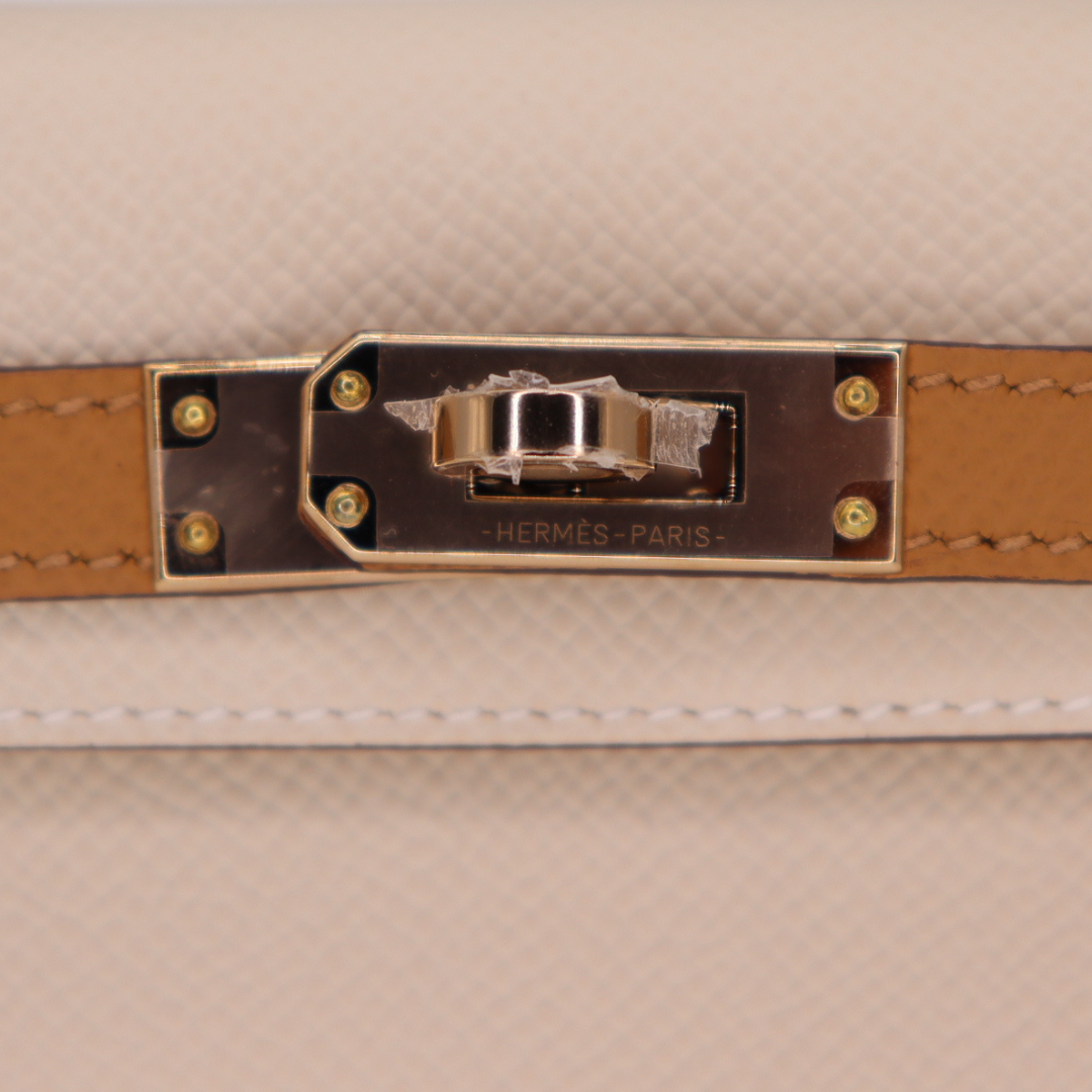 Hermès Mini Kelly II HSS Craie/Biscuit Epsom Permabrass Hardware Crowned Bag
