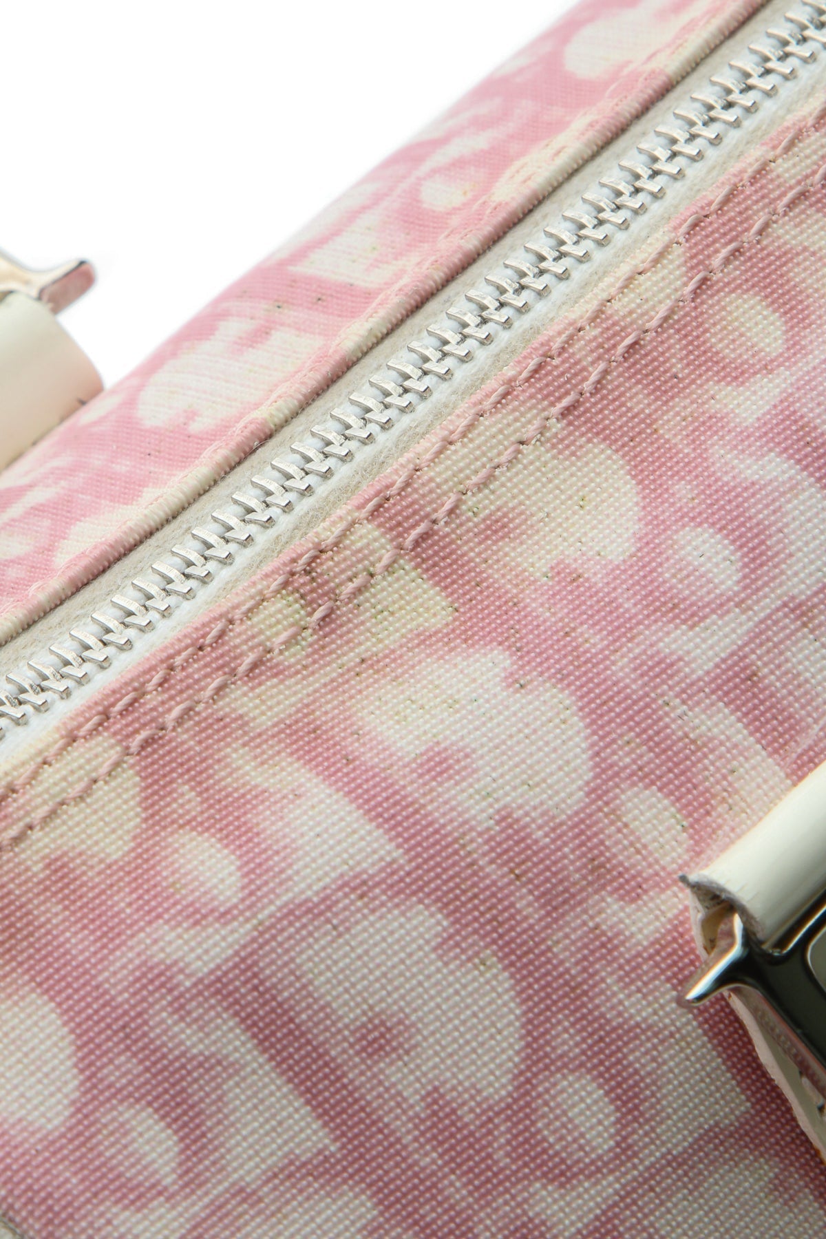 Dior Diorissimo Girly Boston Bag Pink White Canvas Patent Leather Vintage 2004 Small Handbag Dior