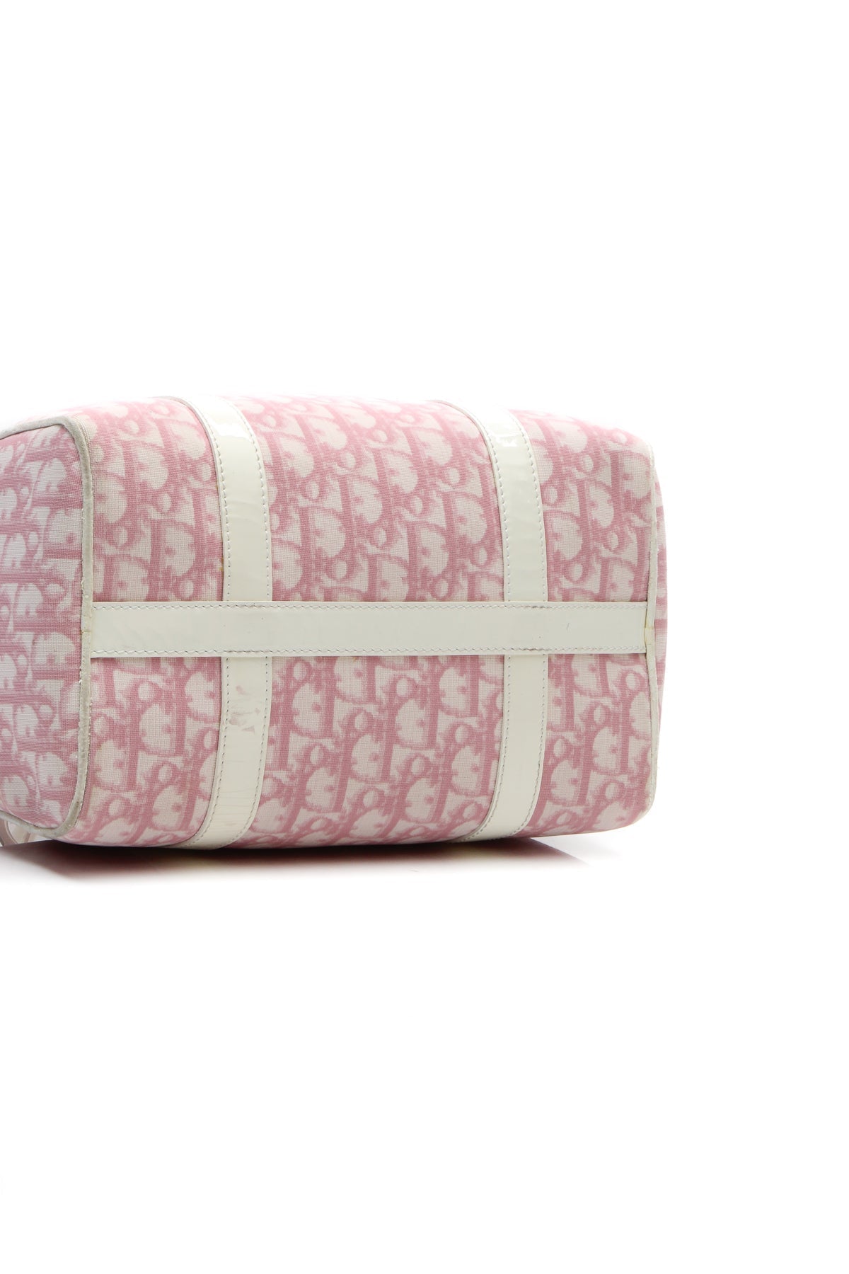 Dior Diorissimo Girly Boston Bag Pink White Canvas Patent Leather Vintage 2004 Small Handbag Dior